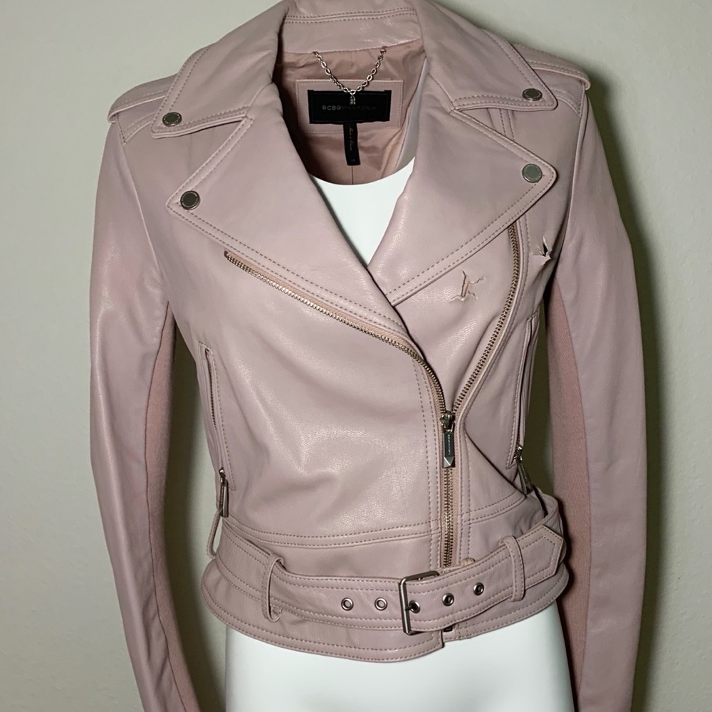 BCBGMaxazria Rowan Pebble Leather Moto Jacket